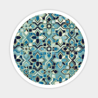 Moody Moroccan Blues Gilded Tile Patchwork Magnet